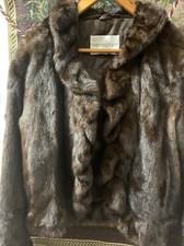 Cute Mink Bolero Ruffle Edged Fur From Denmark Brown Coat Size 16