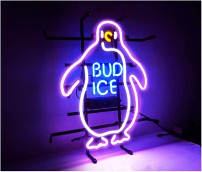 Ice Penguin Neon Sign Light 19''x15'' Handmade Real Glass Beer Bar Pub Nightlight