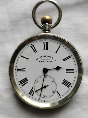 FAVRE LEUBA &amp; CO. ZENITH WINDING POCKET WATCH PROCELENE DIAL