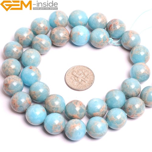 15'' Round Assorted Color Stone Beads Natural Sea Sediment Loose Beads Jewelry - Picture 35 of 96
