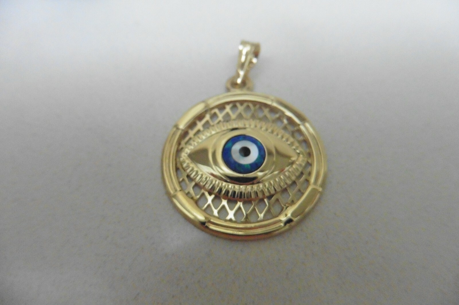 new 18ct yellow gold pendant evil eye round net malta good luck eBay
