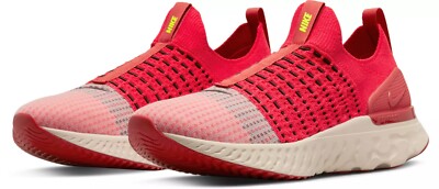 NIKE 'React Phantom Run Flyknit 2' Slip-On Sock Sneaker Men's US 9 Red Black NIB