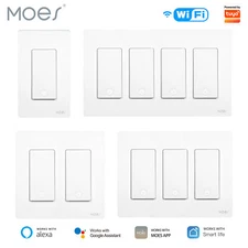 MOES 1/2/3/4Gang WiFi Smart Wall Light Switch 3 Way with Alexa Google APP Remote
