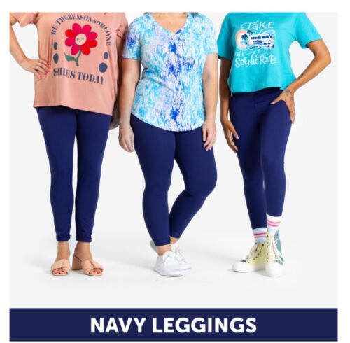 Leggings OS LuLaRoe taglia unica tinta unita blu navy mezzanotte rari! Nuovo con etichetta - Foto 2 di 3