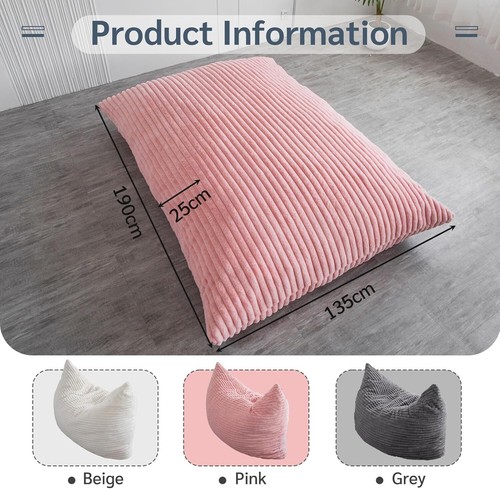MAXYOYO Bean Bag Chairs High-Density Foam Filling Convertible Sofa Pink 135x190 - Picture 6 of 7