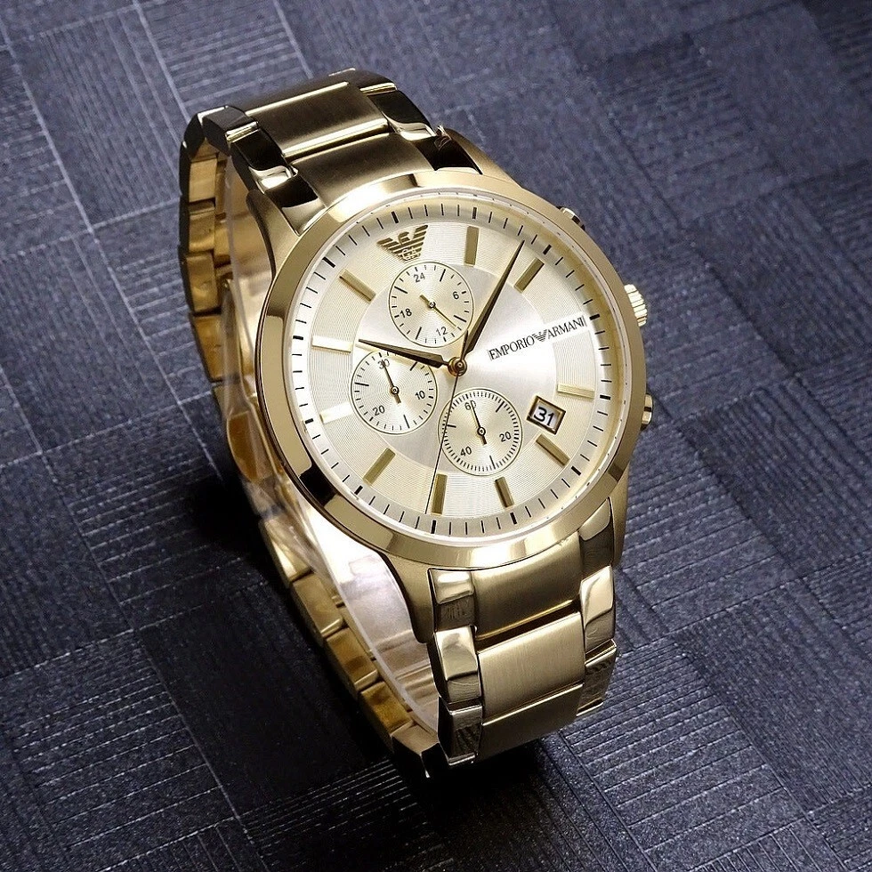 NEW GENUINE EMPORIO ARMANI MENS WATCH RENATO AR11332 YELLOW GOLD