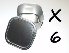 6 X 8-oz Square Slip On Lid Survival Metal Tin Can Container Box Kit Crafts Use