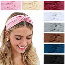 Turban Headbands for Women Non Slip Headwraps Stretchy Thick, Solid Color
