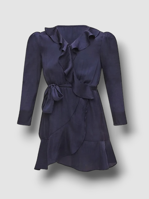 $90 Bardot Junior Girl's Blue Winona Long Sleeve Wrap Dress Size 7