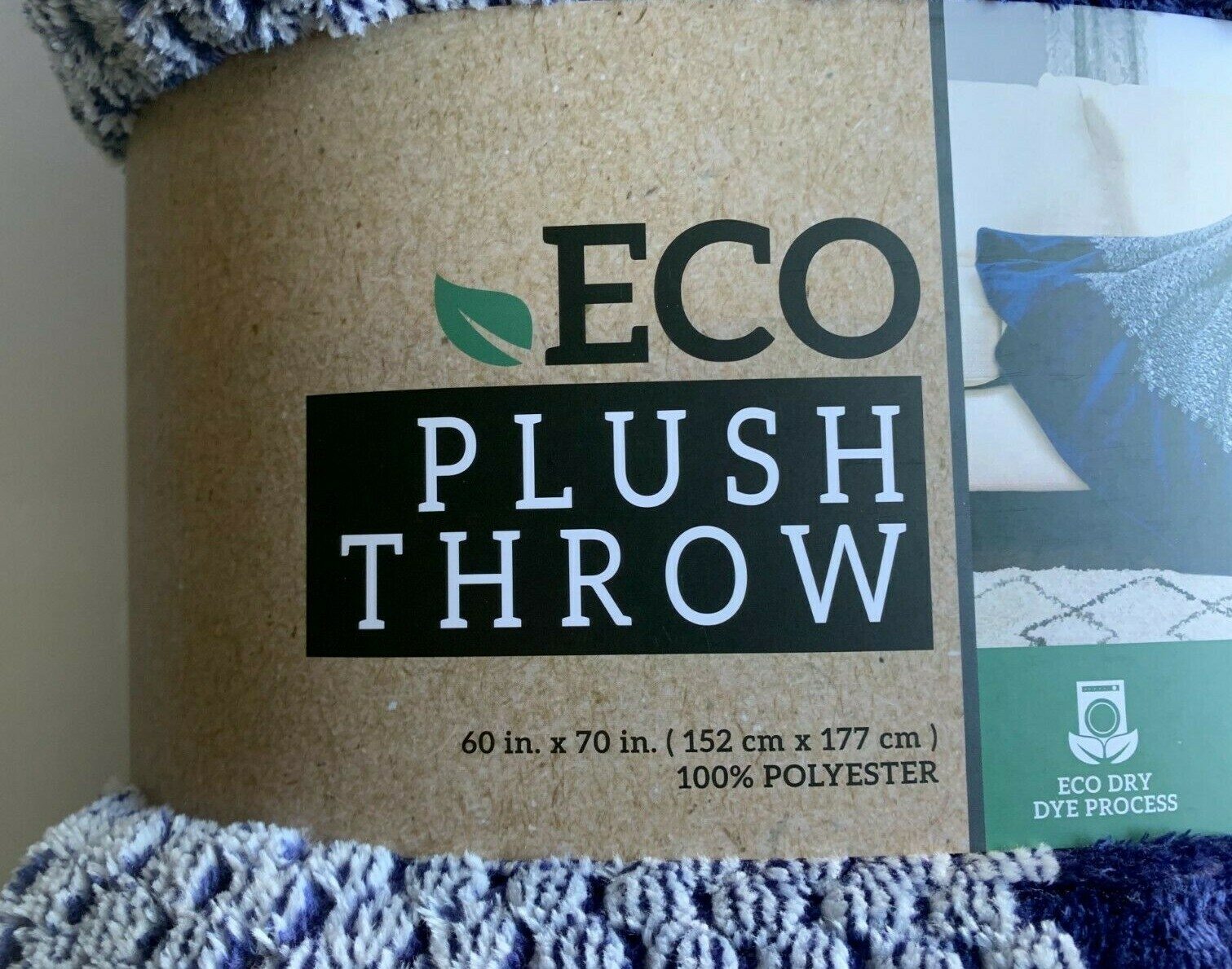 LIFE COMFORT ECO PLUSH THROW 60 X 70 BEAUTIFUL BLUE / WHITE WARM PLUSH