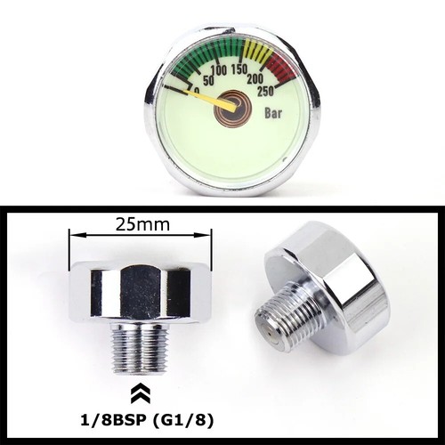 PCP Air Mini Micro Pressure Gauge Manometre Manometer 1/8BSP(G1/8) 1/8NPT M10 M8 - Picture 8 of 22