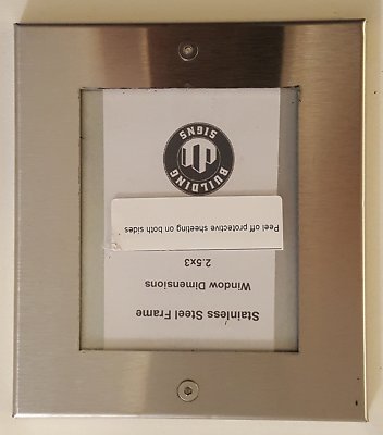 Elevator certificate frame 2.5 x 3 stainless Steel-REF24-1027