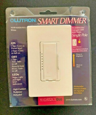 Lutron Maestro Duo SMART DIMMER - MAW-600H-WH Single Pole - White