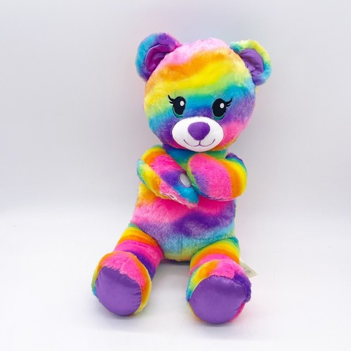 Build A Bear Tye Dyed Rainbow Plush Stuffed Animal Teddy Bear 2018 No