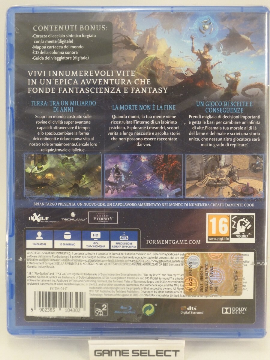 Jeu Torment: Tides Of Numenera PS4 - Version PROMO/PRESS PAL - État Très Bon - 2017