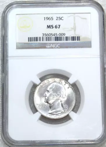 1965 Washington Quarter Business Strike NGC MS67 Nice Luster #D111A