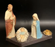 Vintage Plastic Tiny Nativity One Piece with Candle Holder Hong Kong Approx 5"