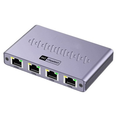 Stable Gigabit Ethernet Splitter 1 in 4 Out RJ45 Networking Hub Energy Efficient