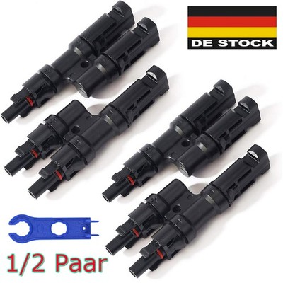 1/2 Paare T Stecker Solar Stecker 2-fach Abzweigstecker Solarpanel-Anschluss