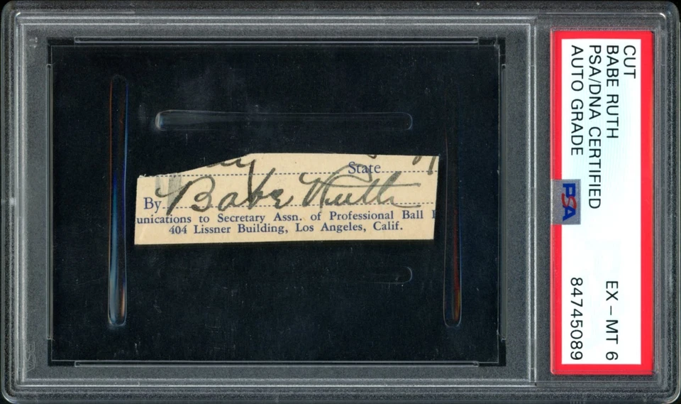 BABE RUTH CUT SIGNATURE YANKEES HoF PSA/DNA AUTHENTIC EX-MT PSA 6 AUTO BOLD! - Image 1 of 2