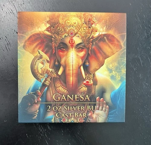 Diwali Ganesh GANESA 2 OZ SILVER BU Cast Bar- Germania Mint In Box W/ COA LE 500
