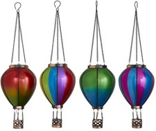 LED Solar Laterne Heißluftballon Windlicht Metallgestell Außen Garten Dekoration