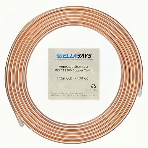 Copper Tubing 1/2" OD x 0.445" ID x 10 ft for HVAC Refrigeration