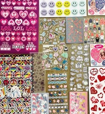 LOT of 17 Sticker Sheets - Pipsticks, Lisa Frank, Barbie, Vintage And more!
