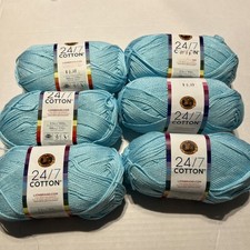 6 Pack Lion Brand Yarn 761-102A 24/7 Cotton  Yarn, Aqua