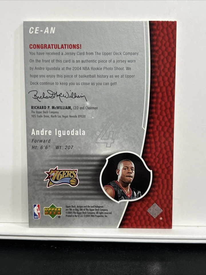 2004-05 Trilogy Andre Iguodala Cutting Edge Jersey Rc Photo Shoot Rookie - Image 2 of 2
