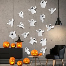 21Pcs Halloween Ghost Wall Decor- 3D White Stickers -18