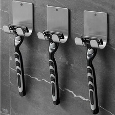 2Pcs Stainless Steel Razor Holder Shaving Stand Bathroom Shaver Storage Rack Hoo