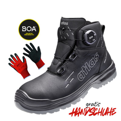 Atlas MAX 550 PRO BOA Sicherheitsschuhe knöchelhoch Stiefel + gratis Handschuhe