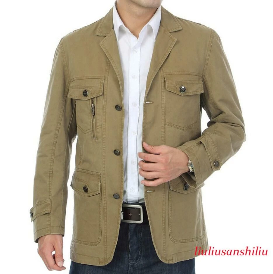 Cargo Men's Cotton Jacket Blazer Coat Casual Slim Fit Multi Pocket Long Sleeve
Opens in a new window