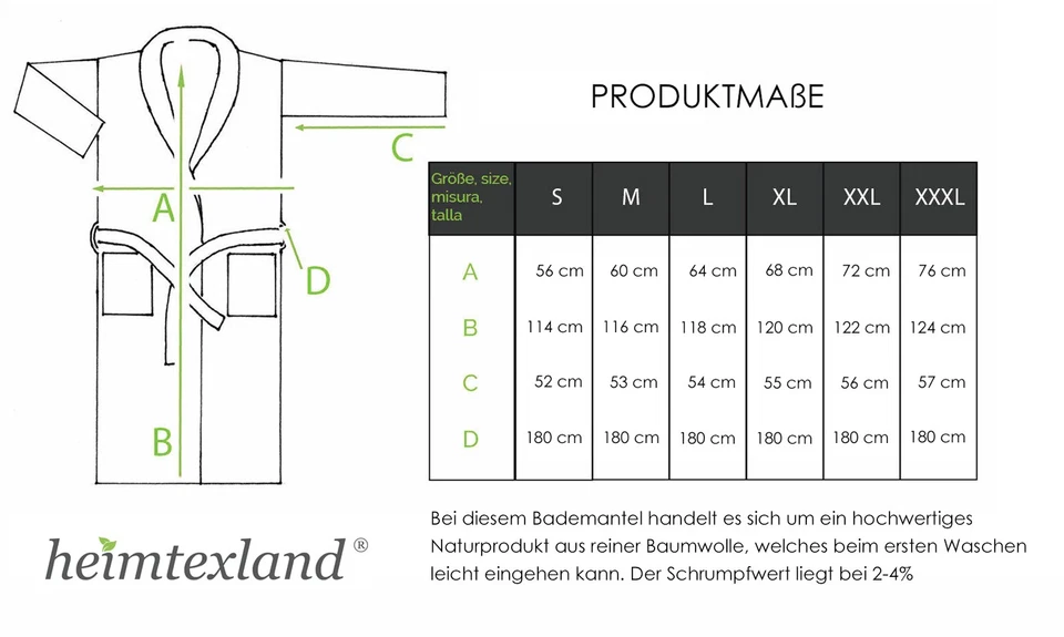 heimtexland ® Reisebademantel Waffelpique Bademantel Saunamantel Oekotex Typ881 - Bild 3 von 4
