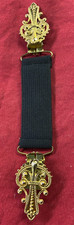 Vintage Fancy Adjustable Gold  Black Stocking Single Clip on Garter B13