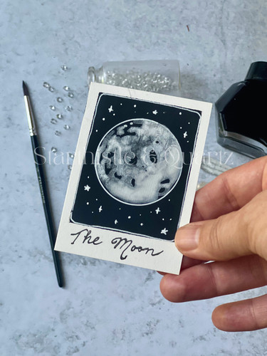 Original ACEO Moon Tarot Painting OOAK Mini Art Inky Tarot Acrylic Ink 2