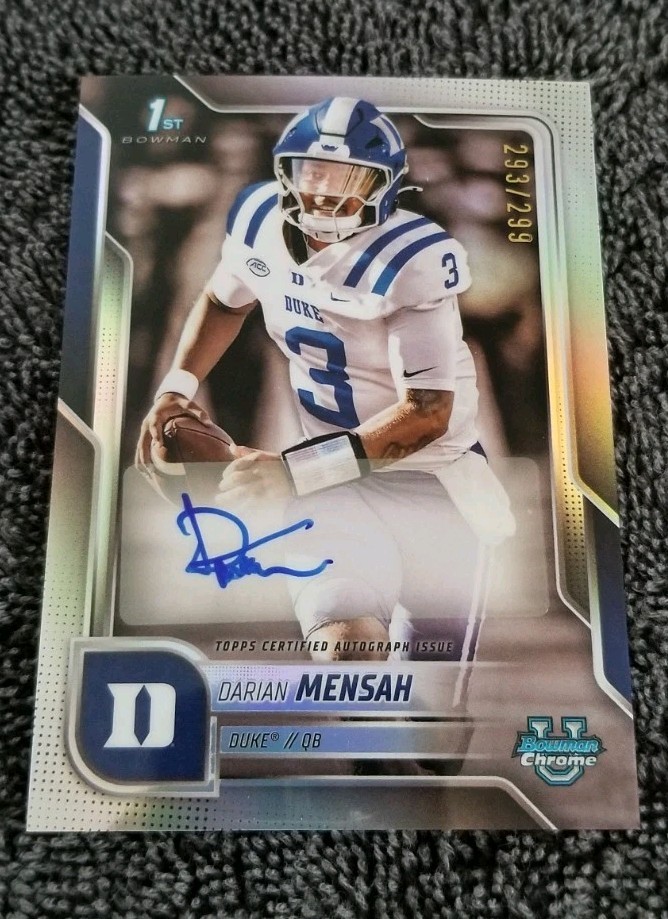 2025 Bowman University Chrome Darian Mensah Refractor Auto #/299 Bowman 1st RC