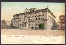 1927 Malta Cartolina Valletta Auberge De Castille in Italia con francobollo a 1 colore