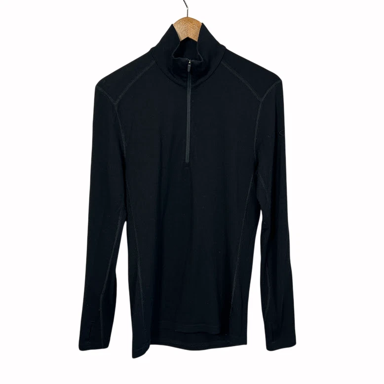 Icebreaker 260 Bodyfit Merino Wool 1/2 Zip Pullover Mens S Black Baselayer