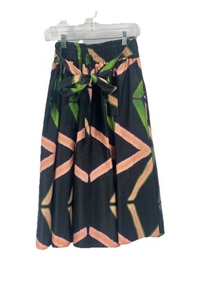 Full Circle Midi Skirt Patterned Dark Romantic Black Belt India Cotton Pull On S