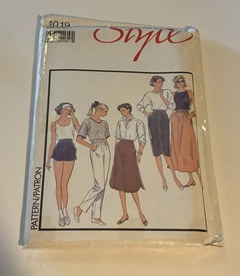 Style Shorts Trousers Skirts And Culottes Uncut Pattern 1019 Size Medium