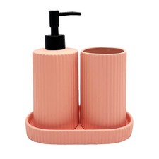 3-Piece Bath Accessory Set Coral Shower Curta...
