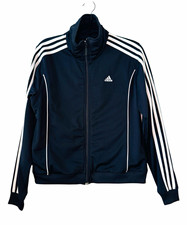 Vintage Adidas Womens 3-Stripe Track Jacket Size M Black White Y2K Sporty Retro