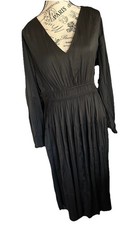 Women’s Scoop Black V Neck Midi Dress Size M NWT Gothic Romantic