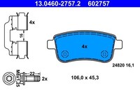 ATE Bremsbelagsatz, Scheibenbremse 13.0460-2757.2 FüR Renault