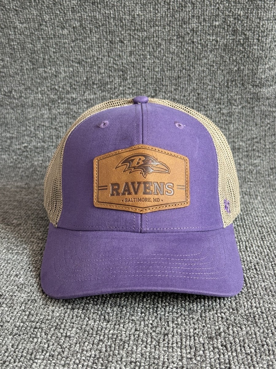 47 Brand Baltimore Ravens Trucker Strapback Hat Purple Tan NFL One Size