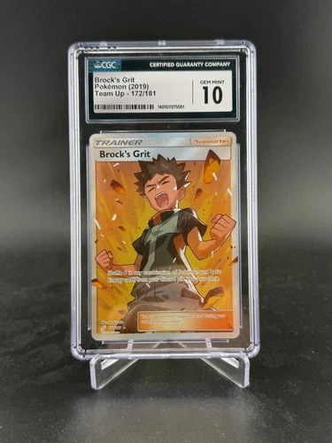 2019 Pokemon Sun & moon Team Up #172 FA Brock's Grit CGC 10 Gem Mint