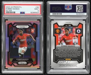 2023-24 Panini Prizm Premier League Silver Prizm Kobbie Mainoo #38 PSA 9 MINT
