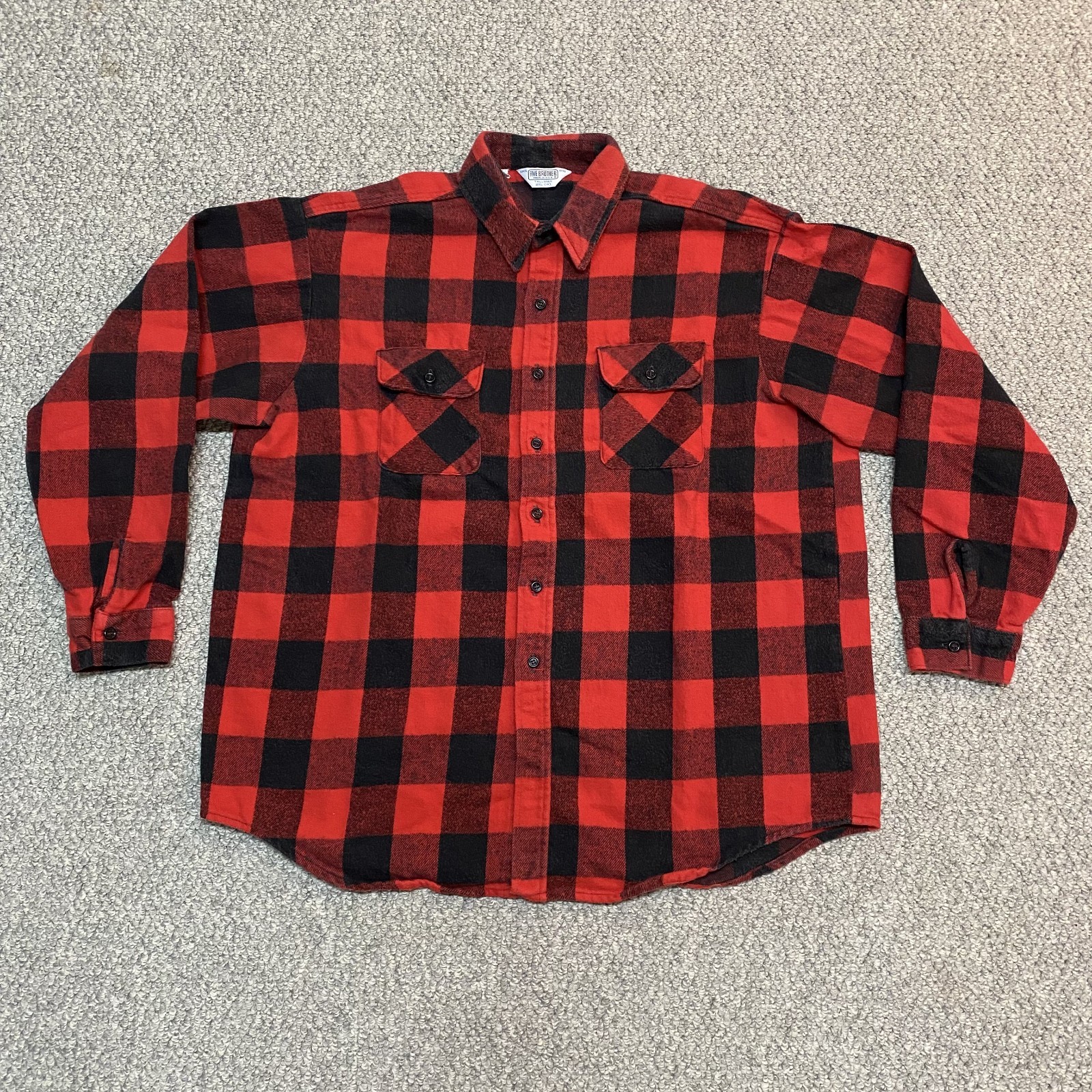 Vintage Five Brother Men's Flannel Shirt Buffalo Plaid Tallman 2XL Made in USA